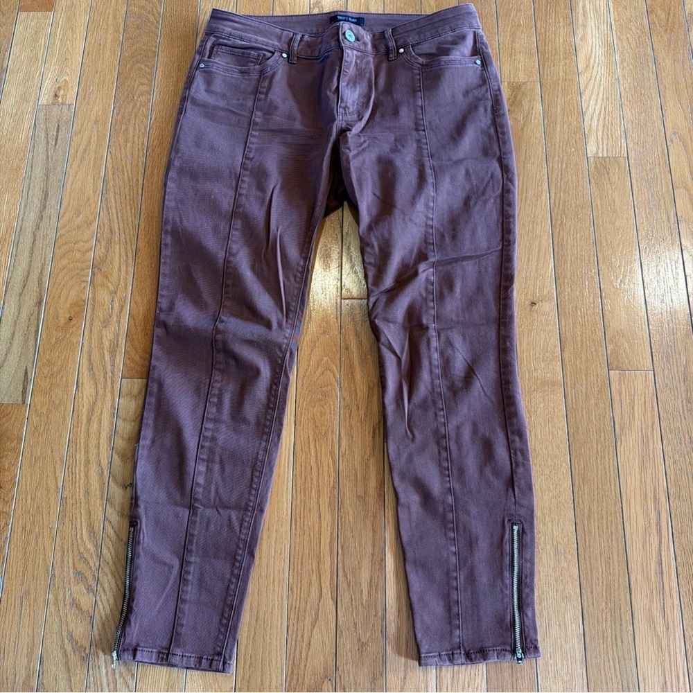 2 Pairs White House Black Market WHBM Skimmer Dark Red Rust & Brown Pants Sz 6 - Picture 6 of 9